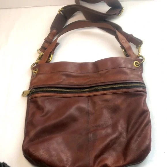 Fossil Women’s Long Live Vintage Leather Explorer Hobo Bag Dark Brown - Picture 5 of 16